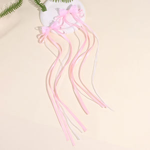 CN 2Pcs Satin Fée Cheveux Arc Clip Enfants Solide Couleur Pastel Longues Queues Pince À Cheveux Maille Filles Cheveux Accessoires - Product Image 1