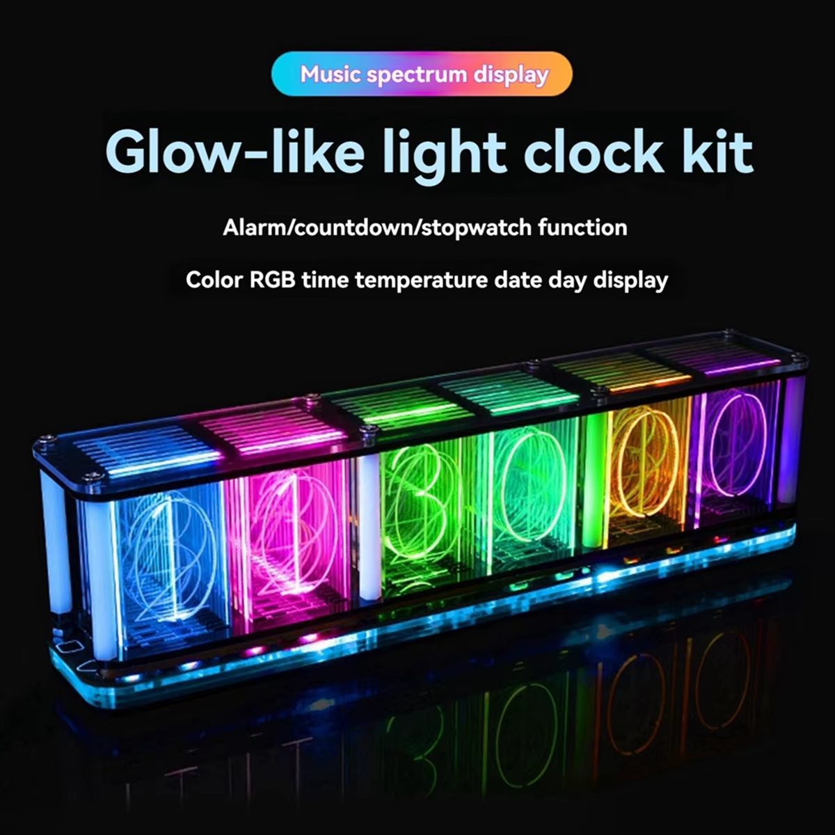 RGB Glow Tube Clock – Steampunk Style Nixie Tube Alarm Clock with