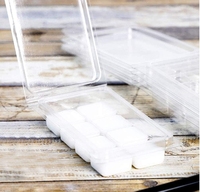 Moules à clapet en cire fondue carrés, plateau cube en plastique transparent à 6 cavités pour la fabrication de bougies et de savon