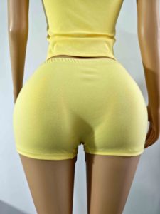 Completo Loungewear Estivo da Donna 2 Pezzi in Cotone Spandex Stile Y2K 2026 con Logo Personalizzato, Giacca con Zip a Quarto e Pantaloncini Biker - Product Image 2