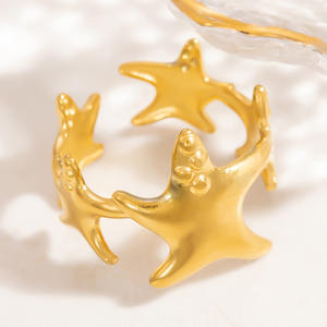 European American Style Titanium Steel Ring Women Seashell Star Ocean Series Open Ring <b>Light</b> Luxury High End Feel Jewelry Gift - Product Image 3