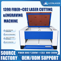 Machine de découpe laser pour tôles et acrylique 1390, découpeuse laser hybride fibre CO2 à double tête 1300x900mm