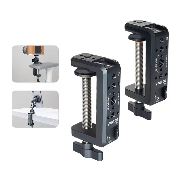 High Quality Aluminum Photography Desktop Mount C Clamp with 1/4" and 3/8" Hole for Photo Studio Video DSLR Camera