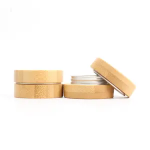 10g small luxury bamboo wooden cosmetic aluminum metal lip balm tin jar container for candle BP-285K