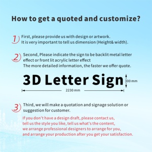 Xuất sắc chất lượng Acrylic thép không gỉ Backlit 3D ký chữ lettre Lumineuse LED 3D kinh doanh dấu hiệu Nhà sản xuất bán buôn - Product Image 6