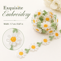 Pita Bordir Daisy Lace Trim 1.7cm 100% Poliester untuk Gaun, Lingerie, Kerajinan DIY, Dekorasi Pakaian