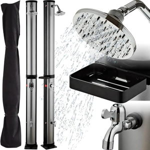 Kangrun 38L <span class=keywords><strong>Solaire</strong></span>-chauffé autoportant type rond argent extérieur <span class=keywords><strong>solaire</strong></span> jardin douche <span class=keywords><strong>piscine</strong></span> douche avec porte-savon - Product Image 1