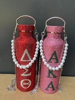 25oz yunan Zeta Phi Beta Bling Rhinestone bardaklar Pearl rity Delta Sigma Theta su şişeleri ile inci kolu