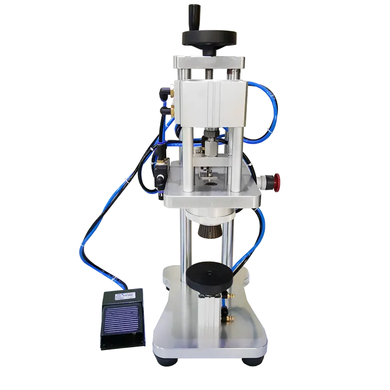 Macchina pneumatica per tappatura di bottiglie di vetro per profumo da tavolo con colletto per profumo, piccola bottiglia, macchina per spremitura