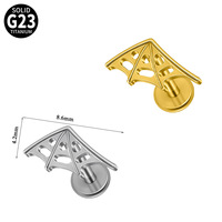 Piercing de mode en titane ASTM F136 G23, personnalisé, motif toile d'araignée ajourée, barre plate à filetage interne, pour oreille et lèvre
