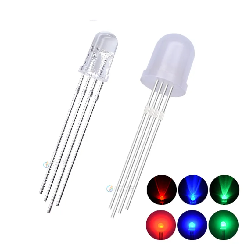 Czinelight amostra livre de 5mm 8mm, água multicolor transparente difusa três cores 4 pinos 10mm led cor completa rgb led luzes de diodo