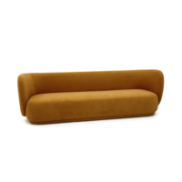 Canapé modulaire sectionnel incurvé moderne à trois places en tissu velours rembourré, petite taille, pour usage commercial dans les hôtels et villas