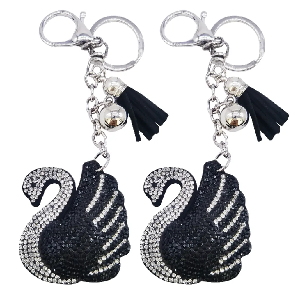 HY huisen explosive swan rhinestone set keychain hot picture Swan car accessories pendant gifts