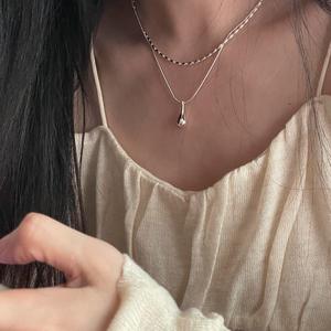 Collier à pampilles double couche en argent pur S925, design de niche, pendentif tendance, accessoire exquis, luxe haut de gamme - Product Image 3