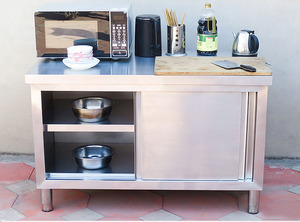 Mesa de trabajo de acero inoxidable personalizada con cajón, mesa de trabajo de cocina con casillero - Product Image 5