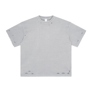 Moda verano 100% algodón Oversize fit cuello redondo ligero deportes camisetas para hombres - Product Image 6