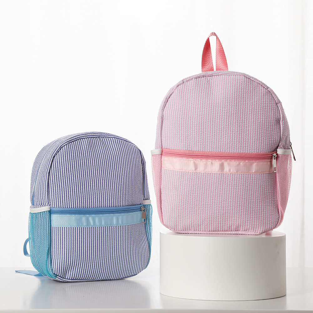 Детские персонализированные сумки с логотипом под заказ, школьный рюкзак Monogram Seersucker для детей