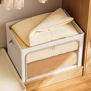 Clothing Organizer Storage Box Rectangle Foldable Washable With Lid For Wardrobe Home Use Solid Color B4 - Product Image 4