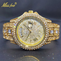 Montre de luxe pour homme MISSFOX en or 18 carats, avec diamants, date et jour, mouvement à quartz, livraison directe