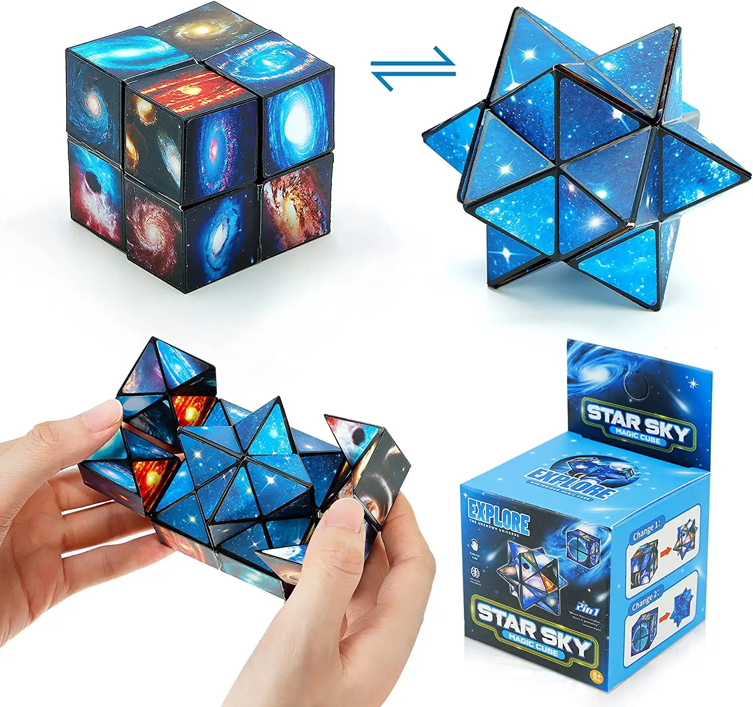 2 in 1 Combo Infinity Cube Fidget Toy Magic Star Cube Smooth Surface Magic Cube Puzzle for Kids and Adults