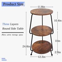 Table d'appoint/côté/cafetière moderne en métal, 3 niveaux, circulaire, étroite, avec étagère de rangement, mobilier de salon, design compact