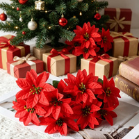 Kunstmatige Poinsettia enkele steel feestelijke kerstsfeer decoratie voor bruiloft winkel etalage decoratie groothandel