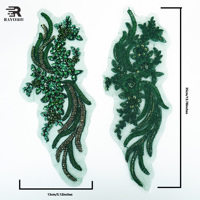 10 Couleurs Applique en dentelle et strass à coudre, ornée de perles et de cristaux, motif pêches, accessoire pour corsage de robes de mariée, qui brille dans le noir
