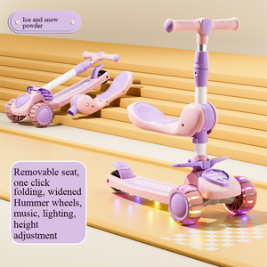 Trottinette Enfant Personnalisable 2-en-1 3-en-1 3 Roues en Plastique pour Filles et Garçons, 1-3-6-8 Ans, avec Siège et Pédales - Product Image 2