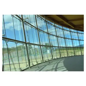Cortina de vidro temperado sem moldura, estrutura unissex, para parede, fotovoltaica, vidro de construção