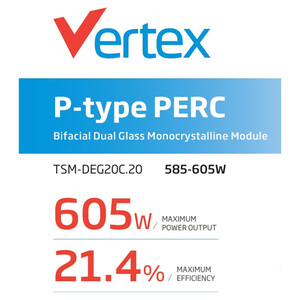 โมดูลแสงอาทิตย์แบบสองด้านของ Trina TSM-DEG20C.20 585-605W 585W 590W 595W 600W Vertex 605W Vertex dual biefacial PERC ในเซี่ยงไฮ้ - Product Image 2