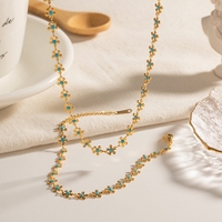 Bracelet en acier inoxydable plaqué or 18 carats avec fleur en émail, bracelet à breloques pour femmes et filles