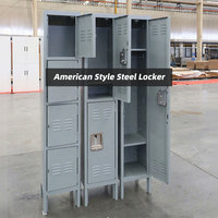 Armoire de rangement métallique robuste à portes multiples de style américain pour vestiaire de personnel de gymnase et école, vente en gros