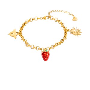 Pulsera de cuentas con forma de fruta, acero inoxidable, chapado en oro, colgante de fresa, joyería para mujer, pulseras de cadena a la moda - Product Image 5