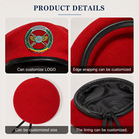Béret en Laine et Cuir Brodé Personnalisé, Réglable, Style Tactique Formel pour Hommes et Femmes, Automne