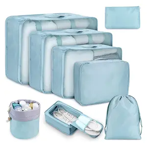 Étanche Cubes D'emballage pour le Voyage 8 Pièces Cubes De Voyage Set Pliable Organisateur De Valise À Bagages Léger Sac De Rangement