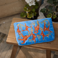 Pochette élégante en velours brodée de panda, trousse de maquillage pour femmes, fleurs pressées, pochette quotidienne