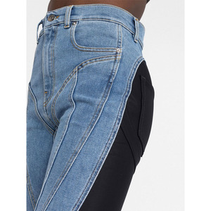 Jeans personnalisés fabriqués Colorblock Patchwork Denim Pantalon crayon <span class=keywords><strong>Taille</strong></span> <span class=keywords><strong>haute</strong></span> Casual Slim Two Tone Jeans pour les femmes à la mode - Product Image 6