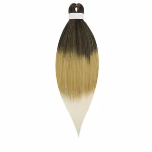 Cheveux de tressage pré-étirés Ombre Professional Yaki Strands Extension Cheveux de tressage synthétiques pré-étirés