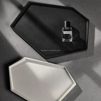 Ensemble de 3 plateaux de rangement en béton de style industriel, forme géométrique irrégulière, pour bougies et bijoux, couleur et logo personnalisables