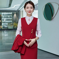 Uniforme d'hôtesse de l'air de qualité supérieure avec logo personnalisé, style veste, pantalon et jupe, avec chapeaux
