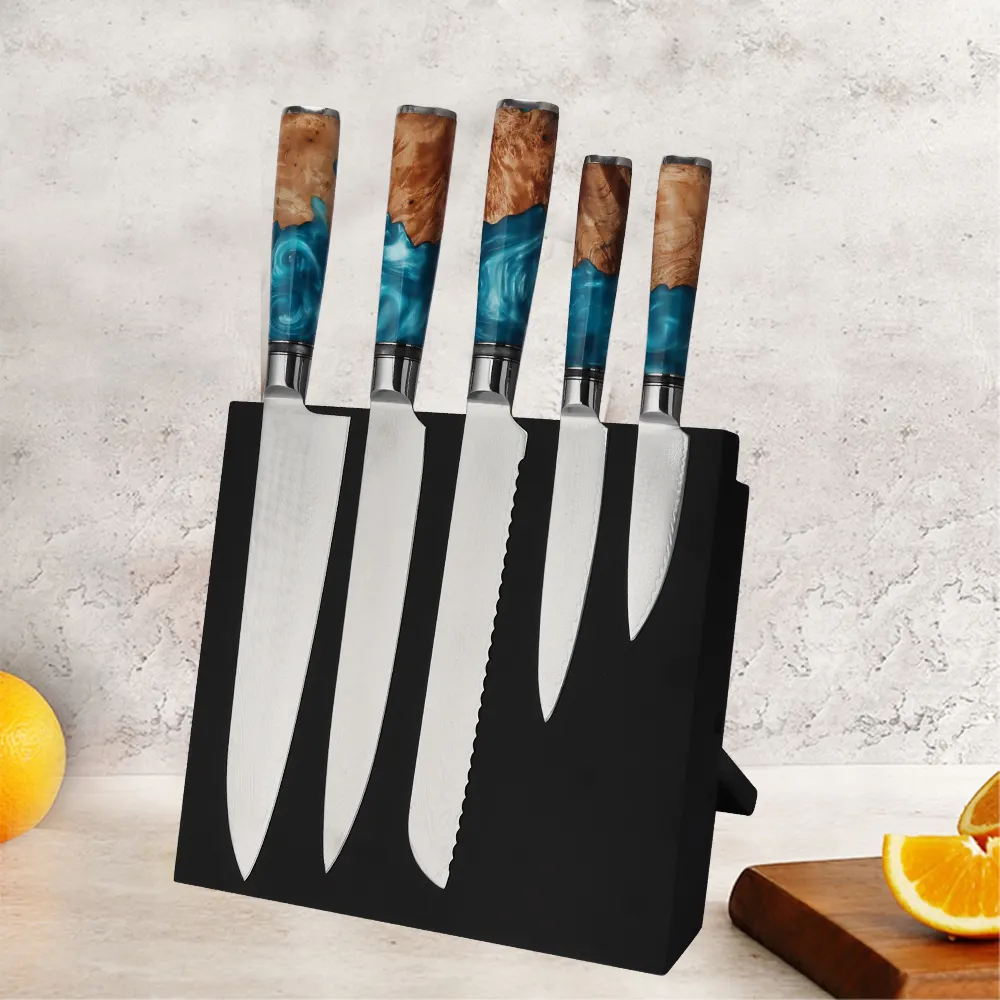 KITCHENCARE professional wood magnetic knife block holder black magnet knife stand