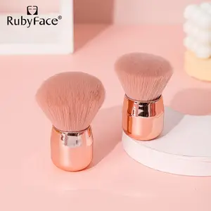 卸売低価格RubyFaceプラスチックハンドルラウンドヘッド斜めヘッドブラッシュルースパウダーシングルメイクアップブラシ女の子用