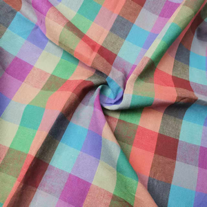 Tela de Popelina 100% Algodón Orgánico, Teñida con Hilo, Transpirable, Ecológica, a Cuadros de Colores para Camisas de Niños y Niñas, Textil para el Hogar - Product Image 1