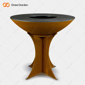 Brasero moderne en acier corten, barbecue, grill, tepanyaki, télécommande, hauteur réglable, cuisine extérieure, cuisson au charbon de bois, allumage automatique - Product Image 4