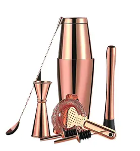 Оптовые продажи розовое золото шейкер-Коктейльный шейкер 750 мл, 8 шт., набор коктейльных шейкеров цвета розового золота, инструменты для бара