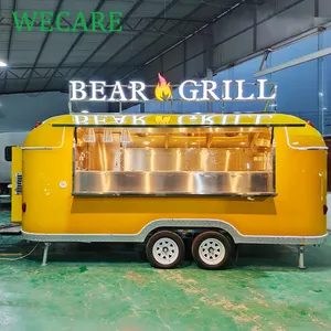 WECARE Outdoor BBQ Grill Slush Coffee Frozen Drinks Bar Airstream Food Truck Mobile Catering Trailer for Sale with Snack Machine