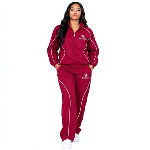 Conjunto Deportivo para Mujer Color Borgoña, Ropa Deportiva de Poliéster al Por Mayor, Traje para Correr con Logotipo Personalizado, Chándal de Entrenamiento Atlético para Mujer - Product Image 3