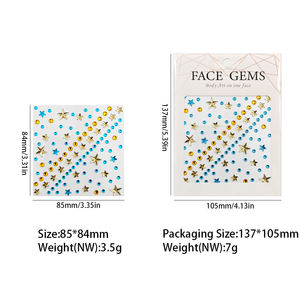 Autocollants pour le visage en gros, bijoux 3D en strass, maquillage, paillettes, cristaux, gemmes, cœur, <span class=keywords><strong>étoile</strong></span>, papillon, autocollants de tatouage en pierres précieuses autocollants - Product Image 3
