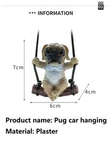 Ciondolo per Specchietto Retrovisore <span class=keywords><strong>Auto</strong></span> <span class=keywords><strong>a</strong></span> Forma di Cucciolo di Carlino Anime in Gesso, Ornamento Decorativo per <span class=keywords><strong>Auto</strong></span>, Accessori e Regali - Product Image 4