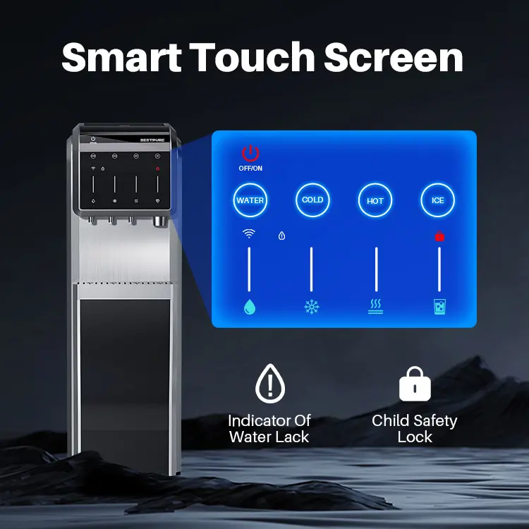 Fornitura per la produzione di ghiaccio all'ingrosso Hot Cold Home Temperature Water APP Control Dispenser di acqua di vendita calda intelligente